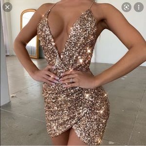 oh polly night fever sequin mini dress SZ S